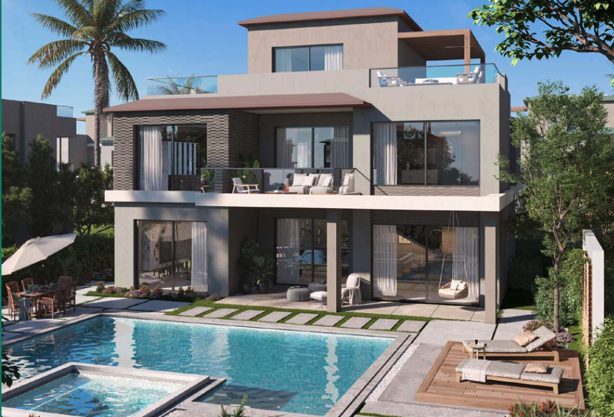 Modern villa exterior in Badya Palm Hills, Cairo